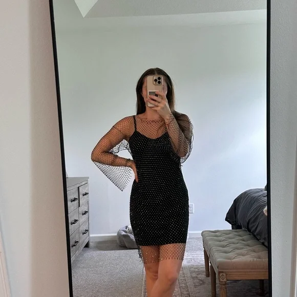Super Cute Mesh Sparkle Dress with Slip | Color: Black | Size: S | Pm-62403275'S Closet